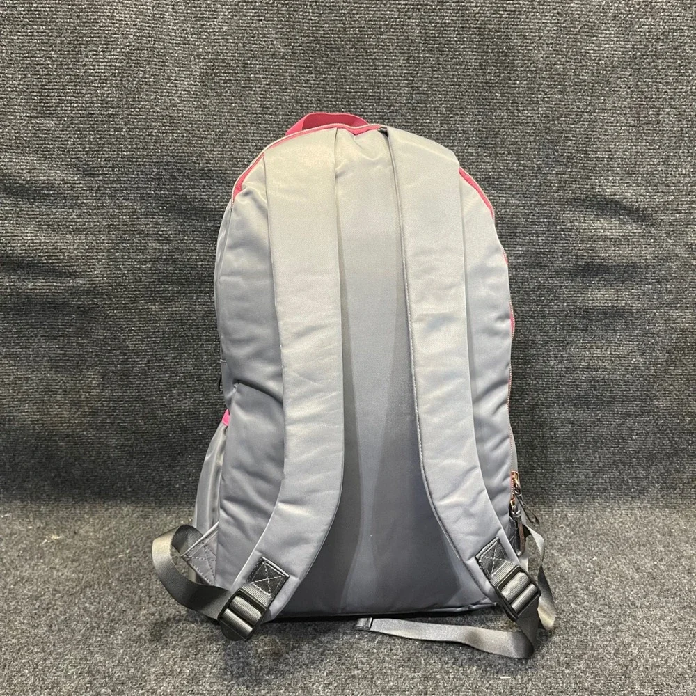 Walgreens CNDG-0131‎ Grey Pink Nylon Multi-Pocket Rose Gold Zippers Backpack